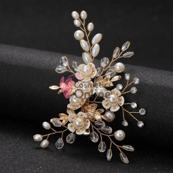 Accesoriu modern pentru decor par CA008BB Auriu cu perle si cristale